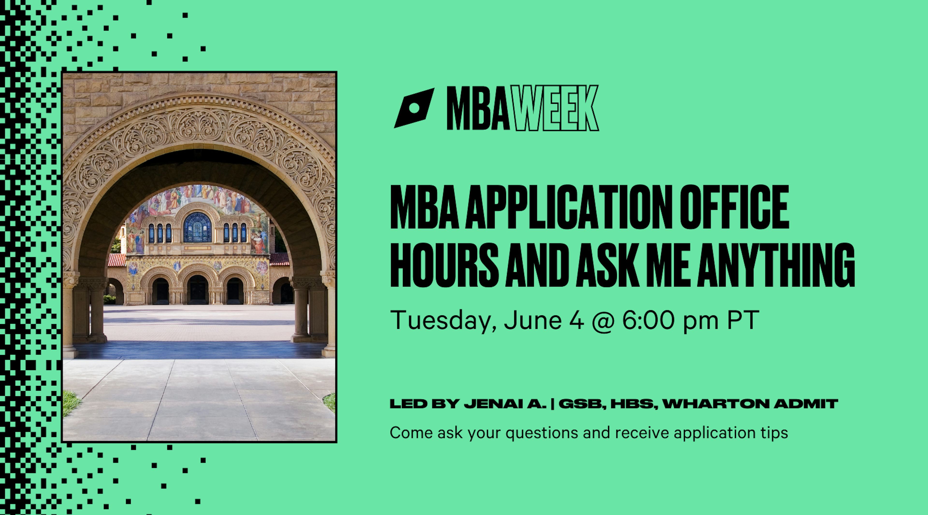MBA Application Office Hours and Ask Me Anything