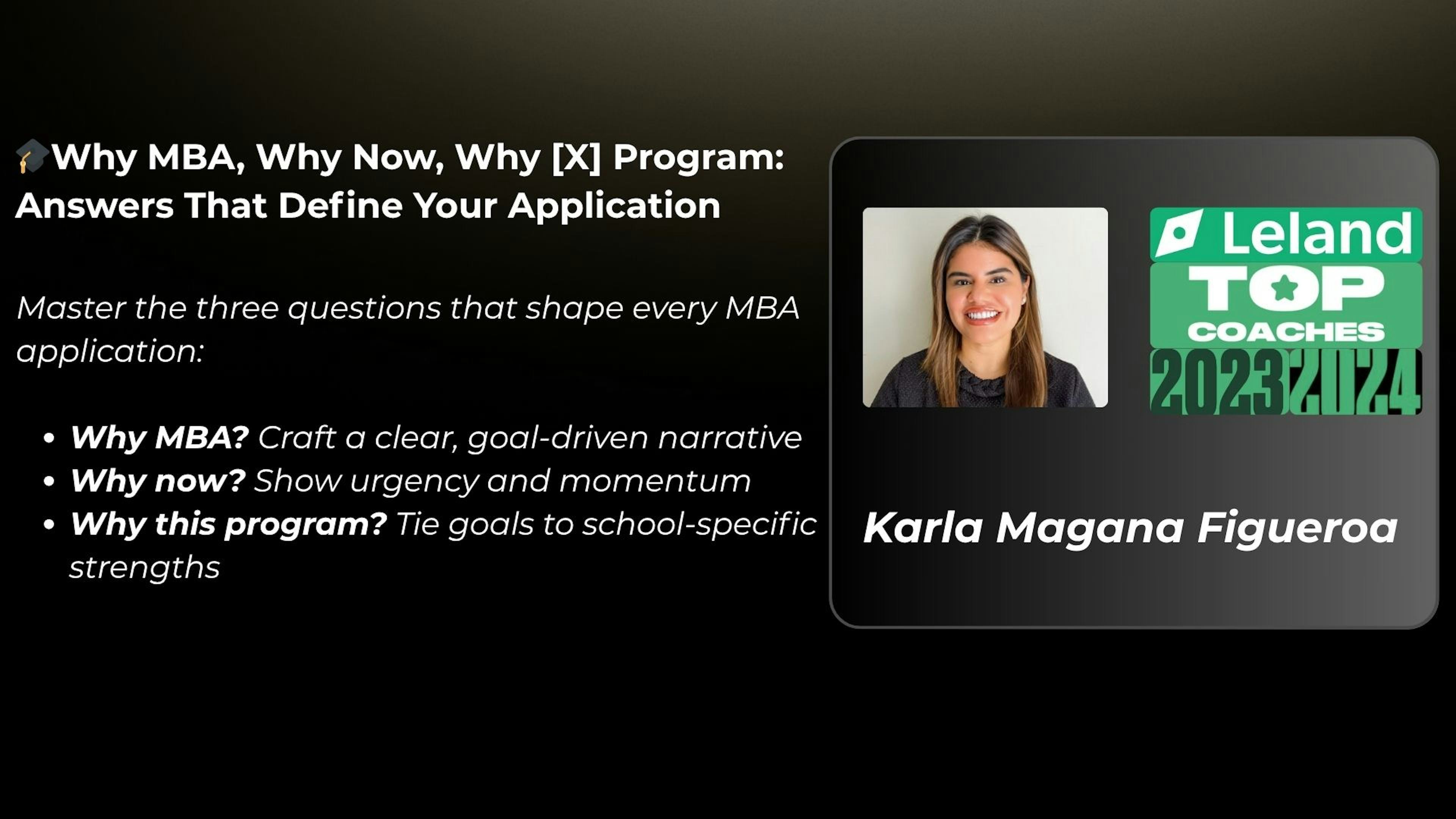 Why MBA, Why Now, Why [X] Program: Answers that Define Your App
