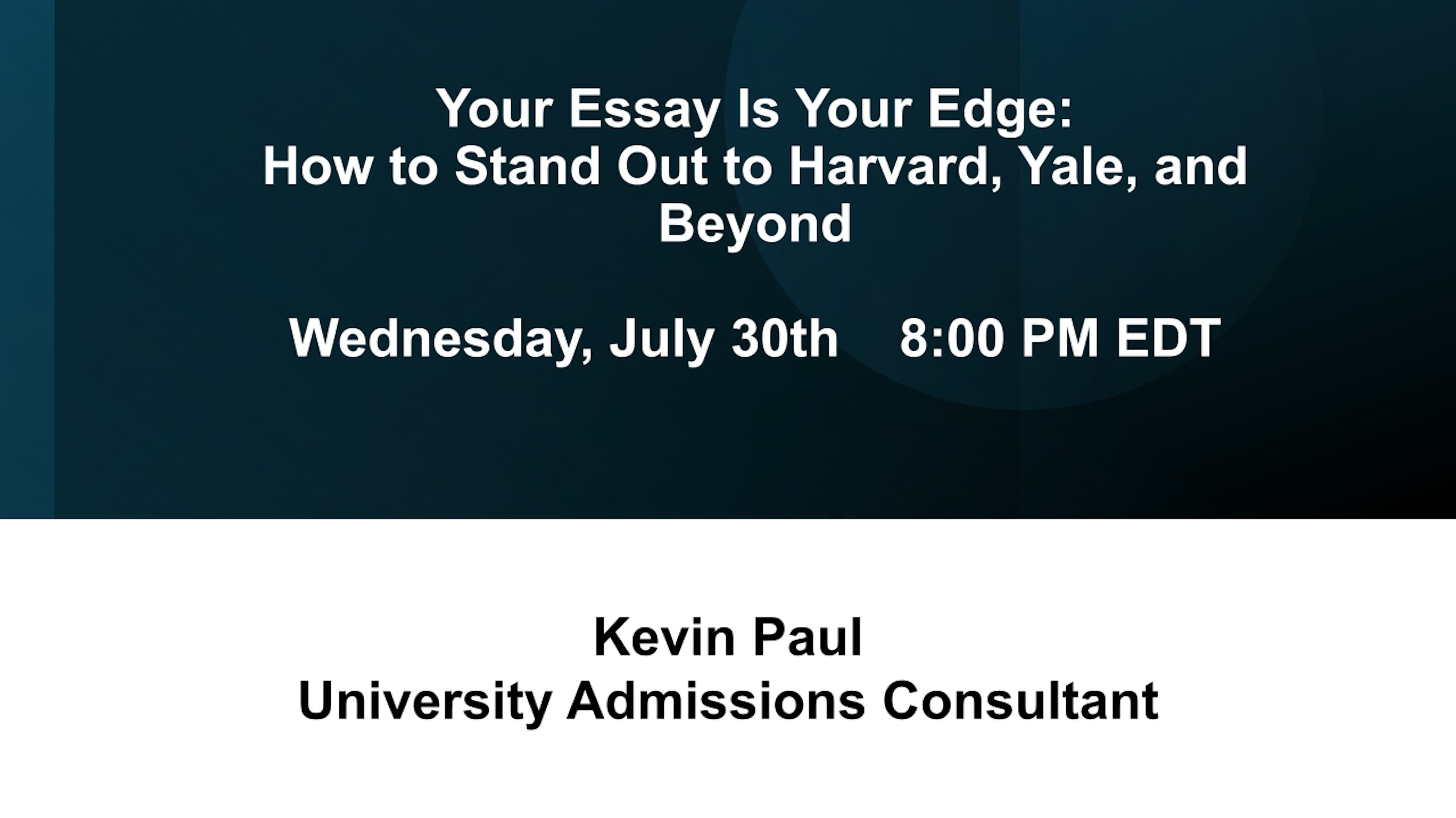 Your Essay Is Your Edge: Standing out to Colleges on the Common App