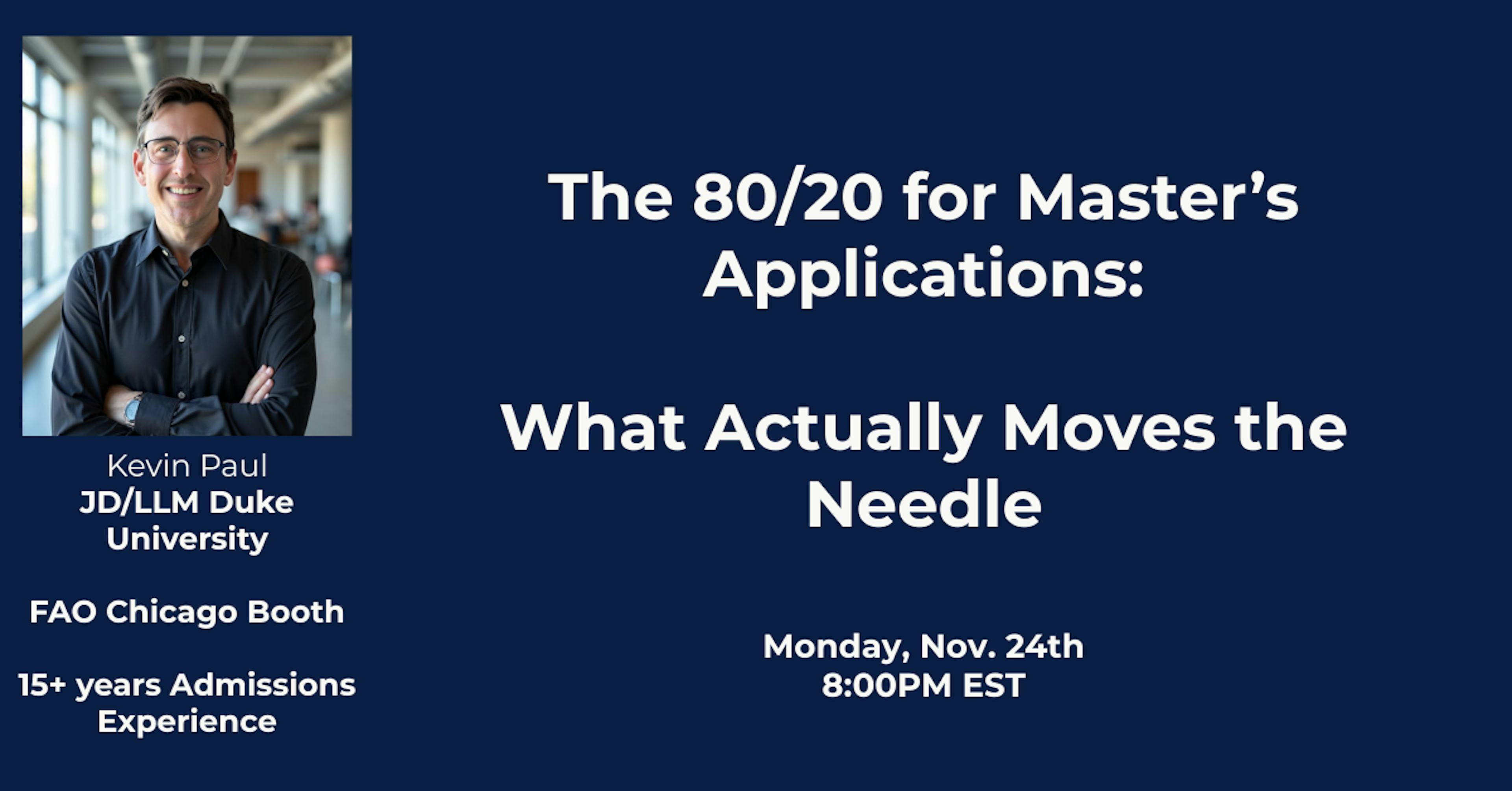 80/20 for Master's Applications: What Actually Moves the Needle