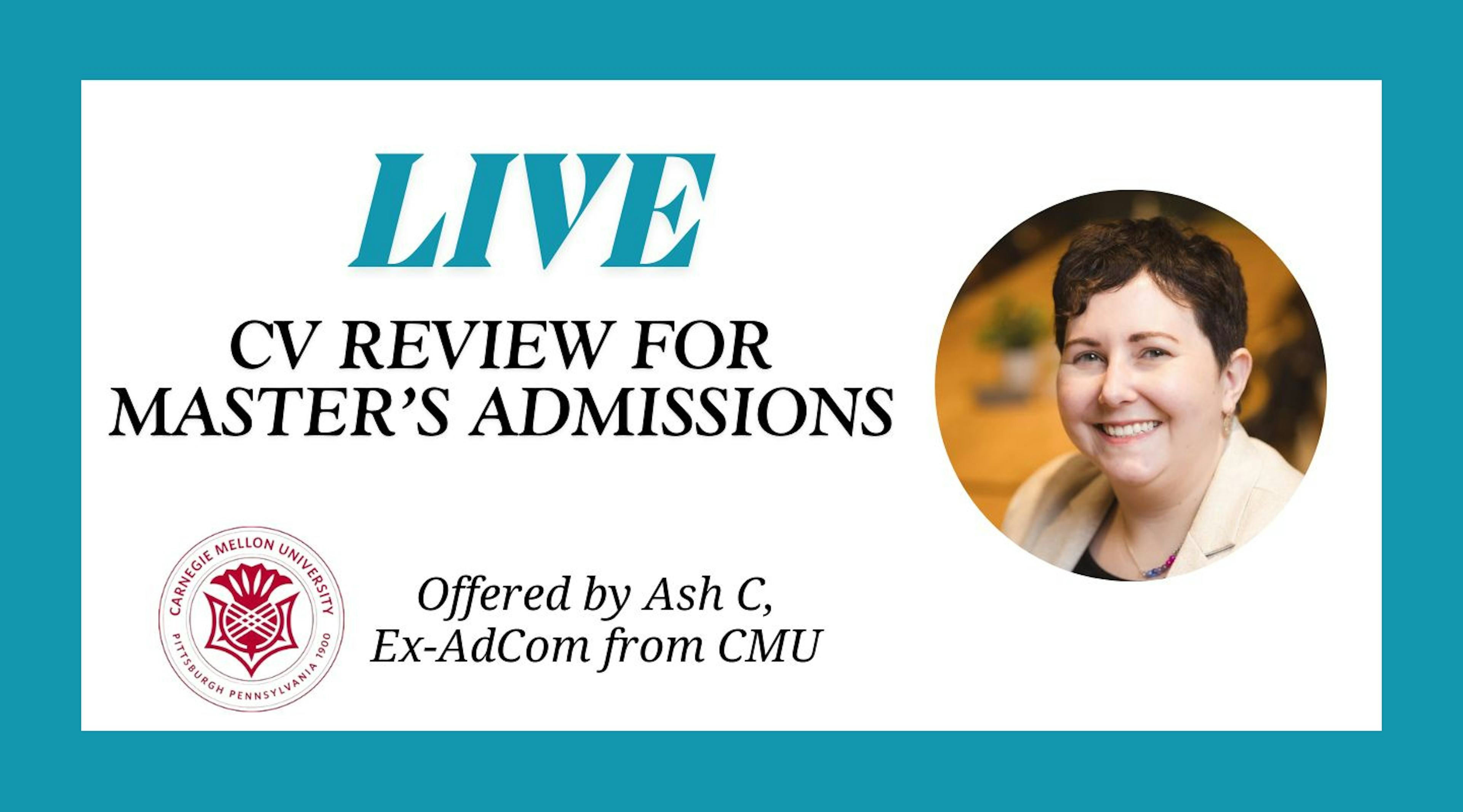 Live CV Review for Master's Admissions
