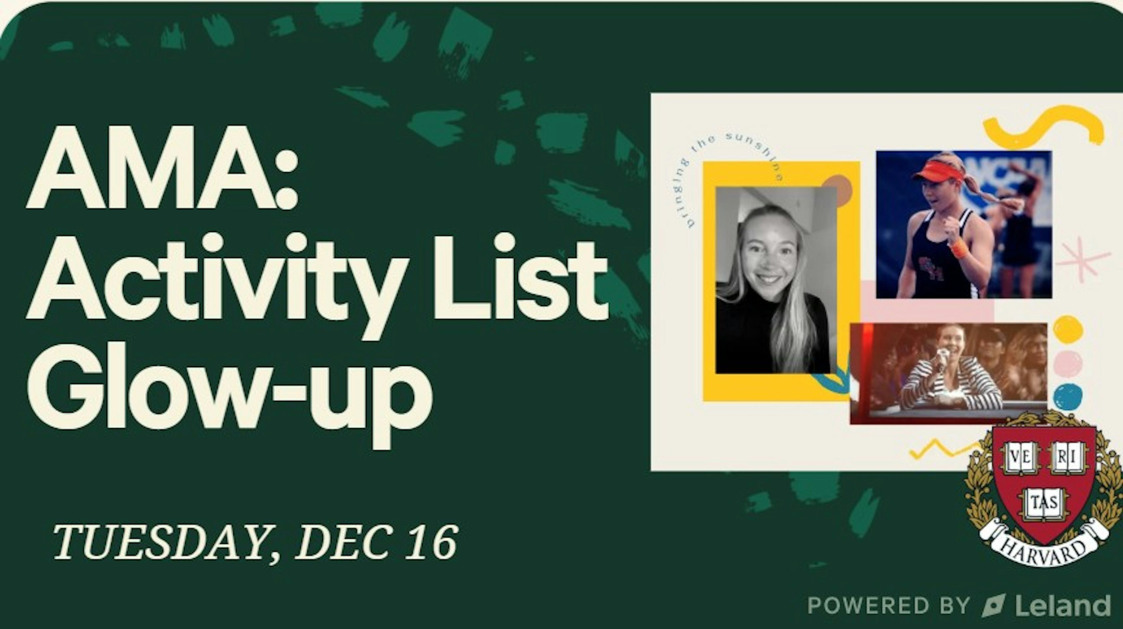 AMA: Activity List Glow-Up