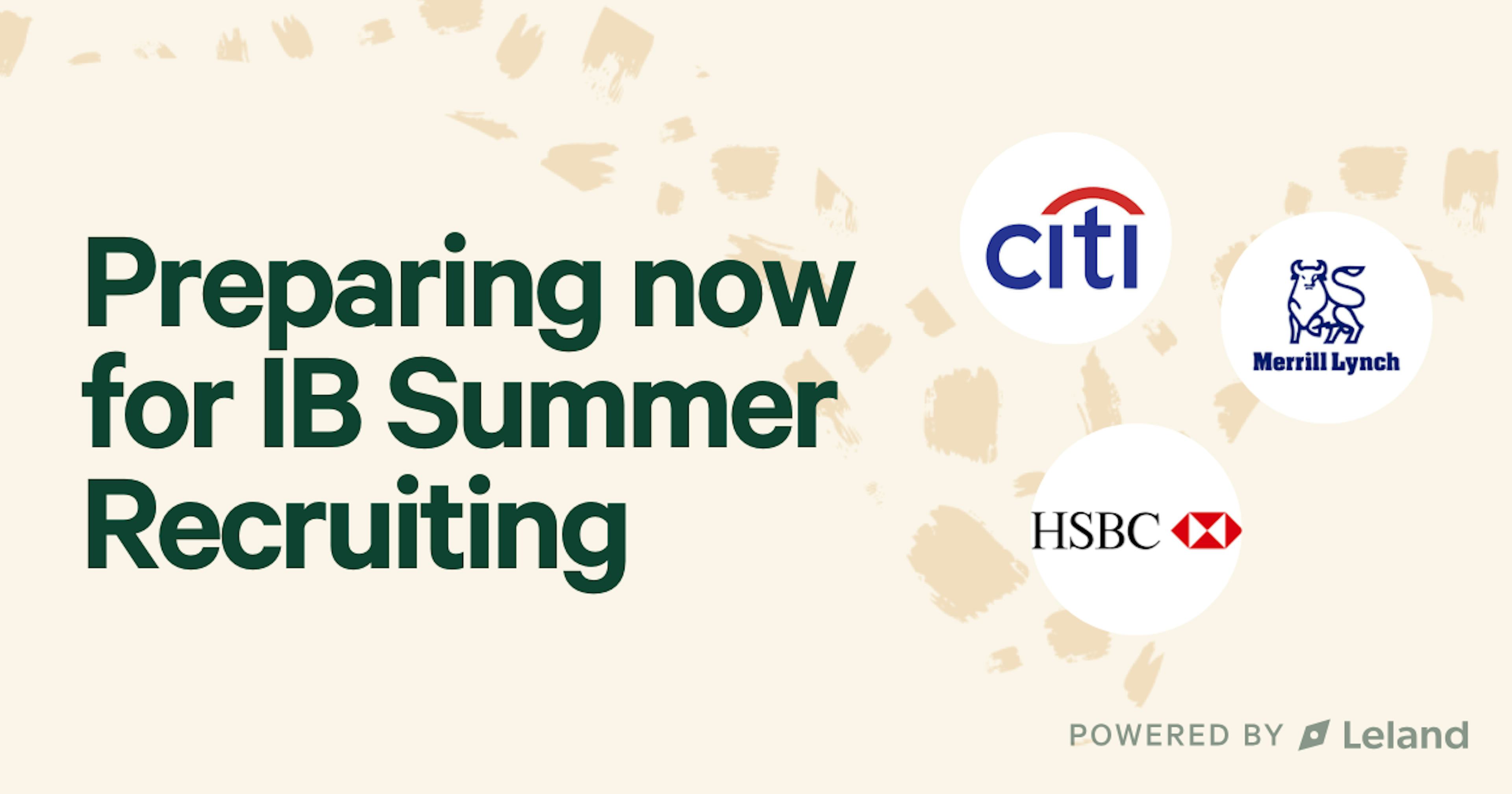 Preparing now for IB Summer Recruiting