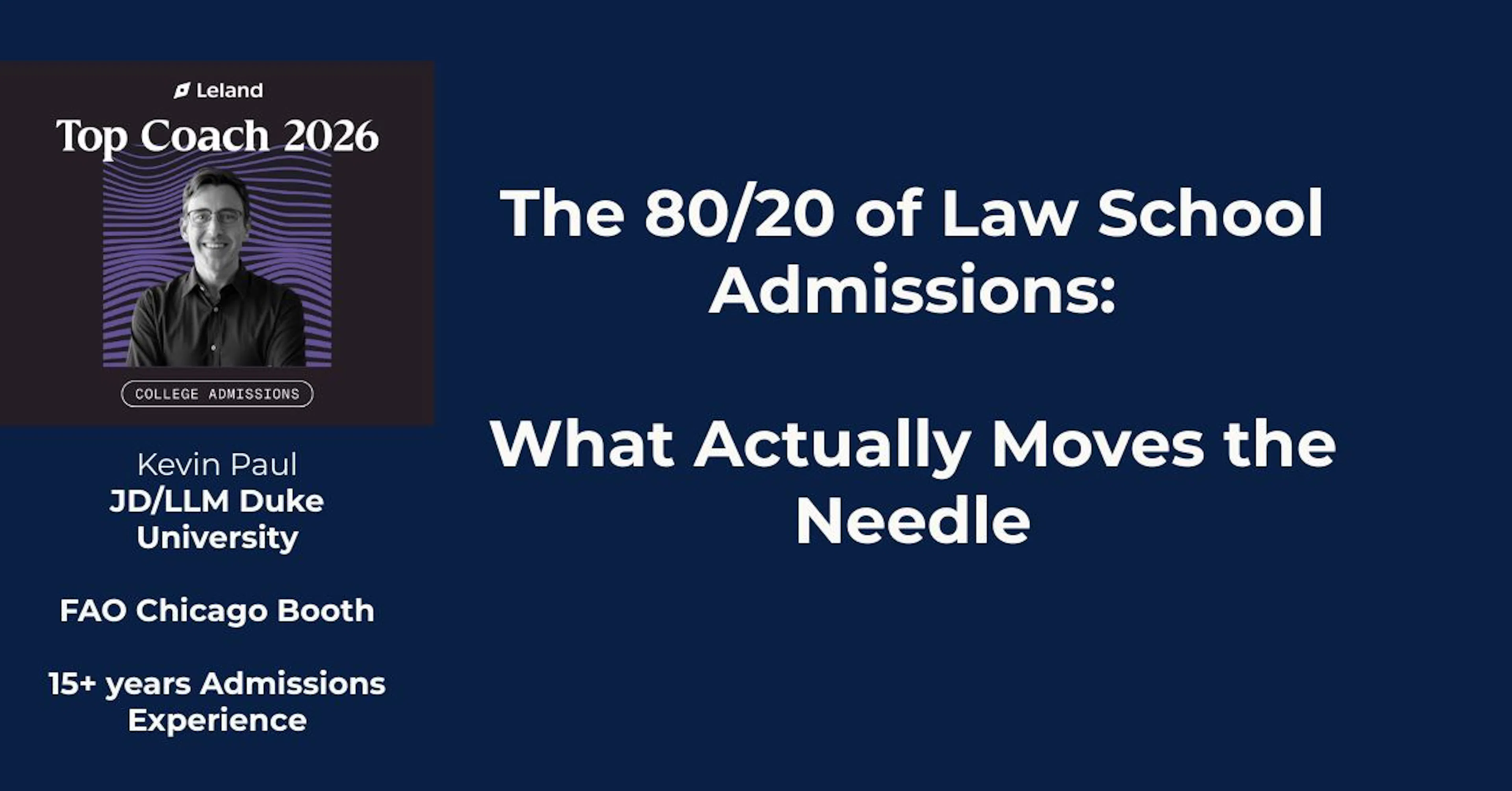 The 80/20 of Law School Admissions: What Actually Moves the Needle