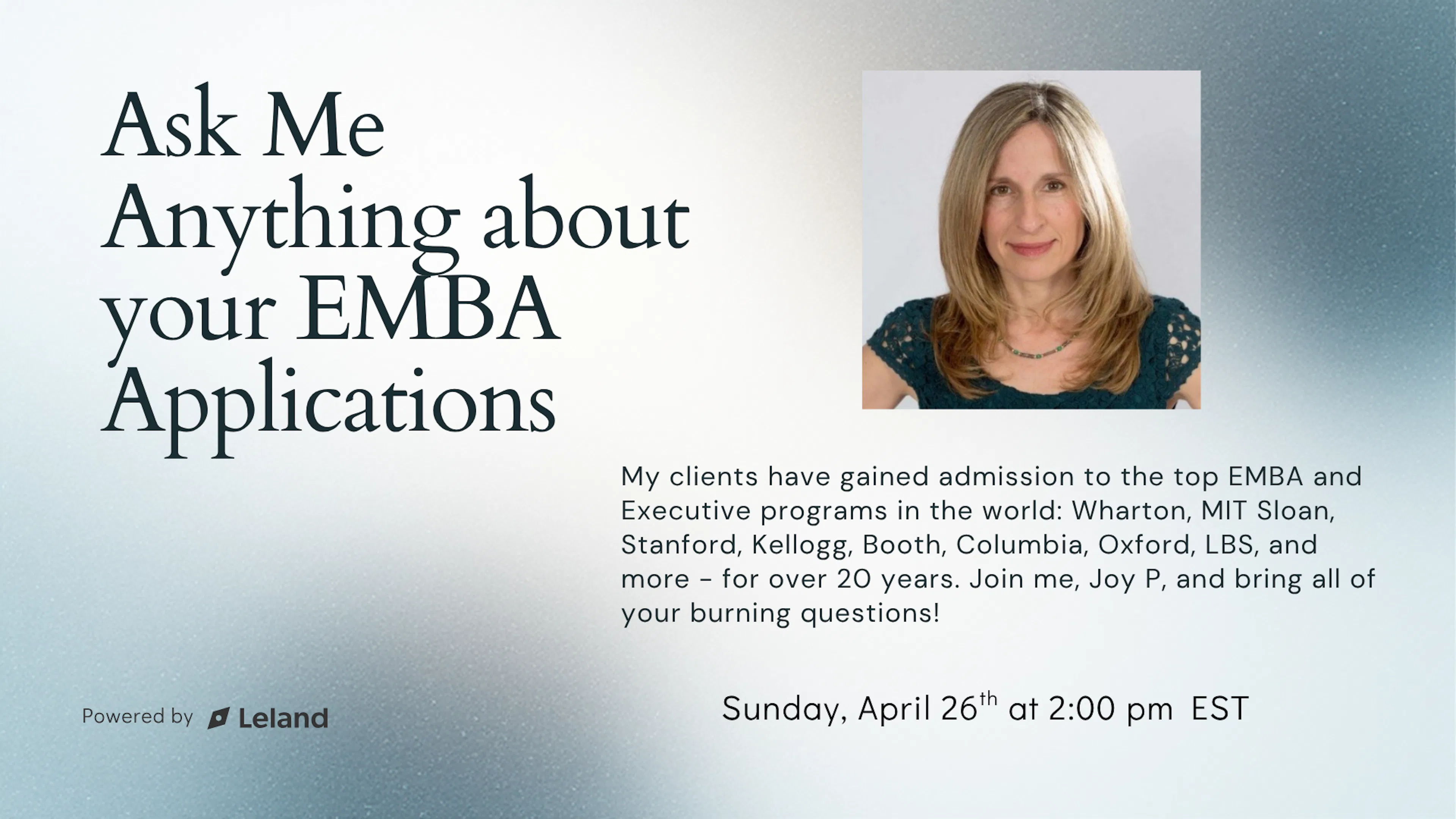 Ask Me Anything about your EMBA Applications