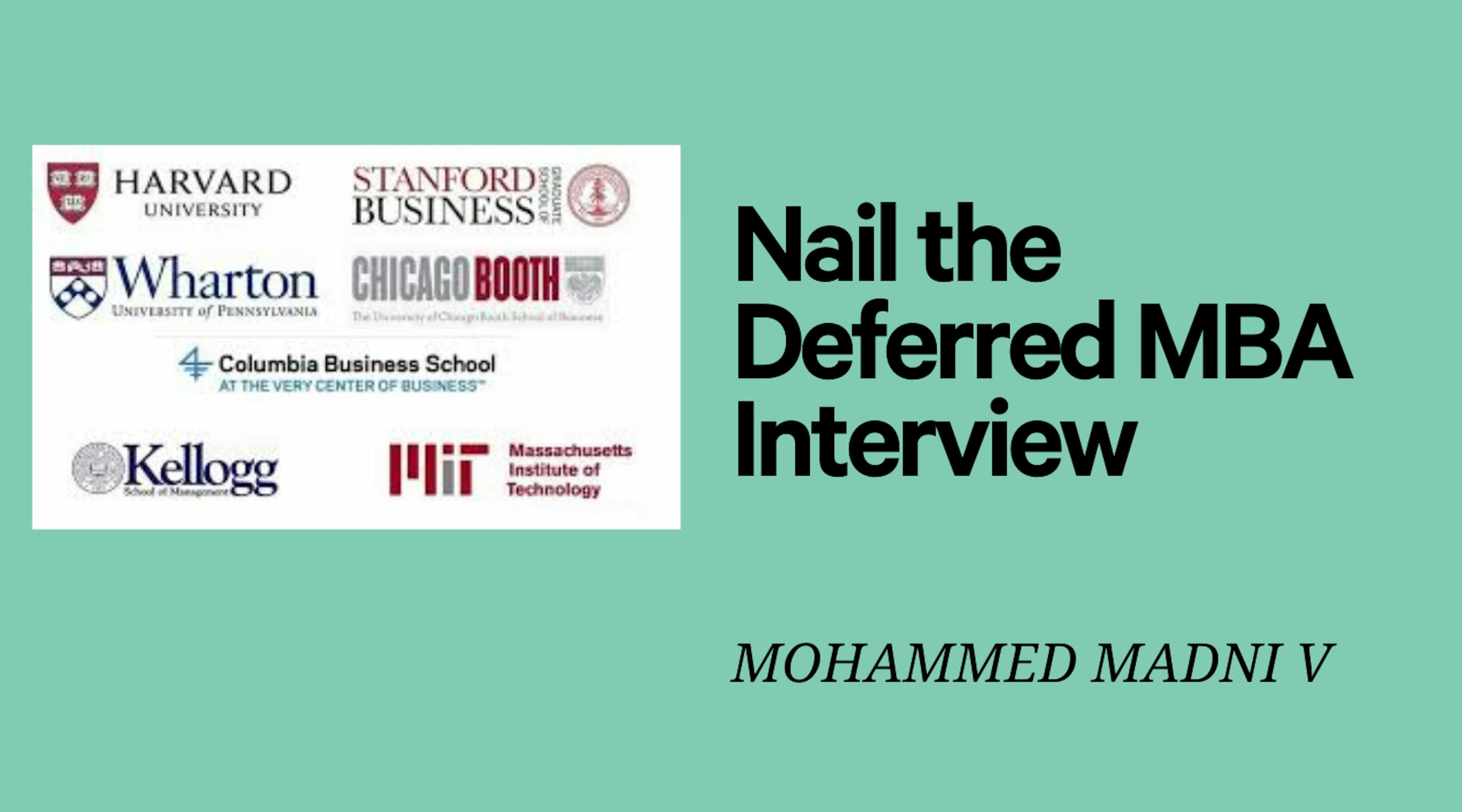Deferred MBA Mock Interview - Prepare for success