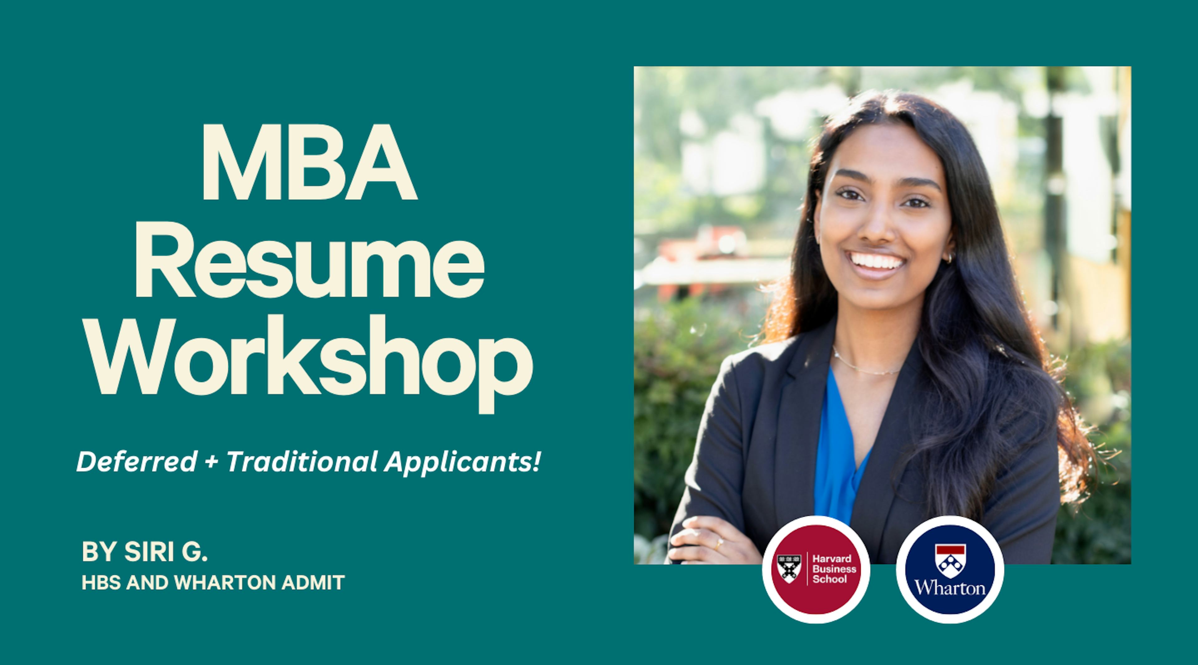 MBA Resume Workshop (Deferred/Traditional)