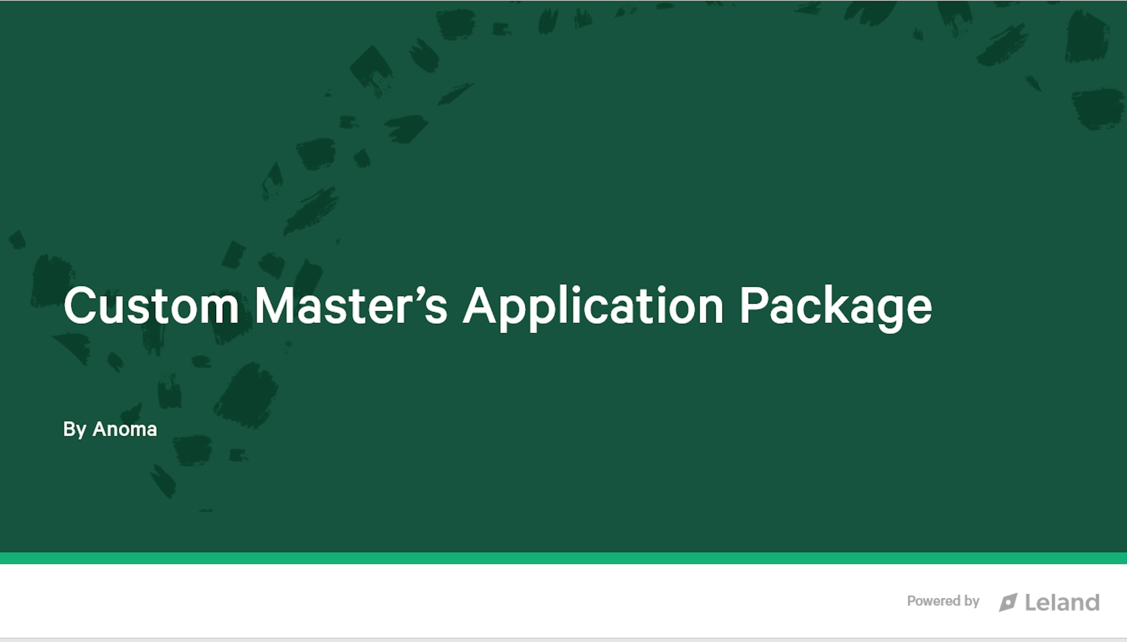 Custom Master's Application
