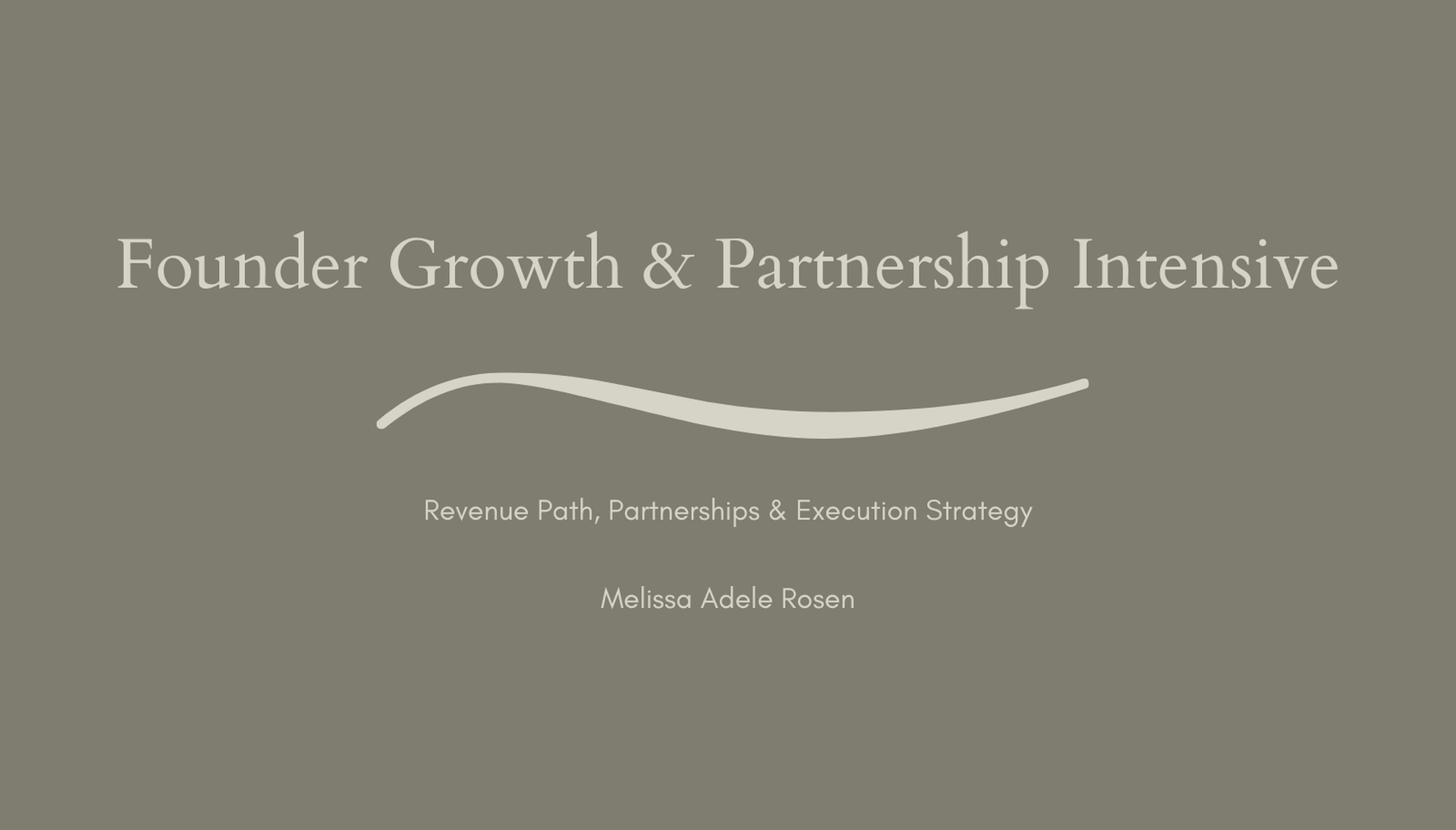 Founder Growth & Partnerships Intensive