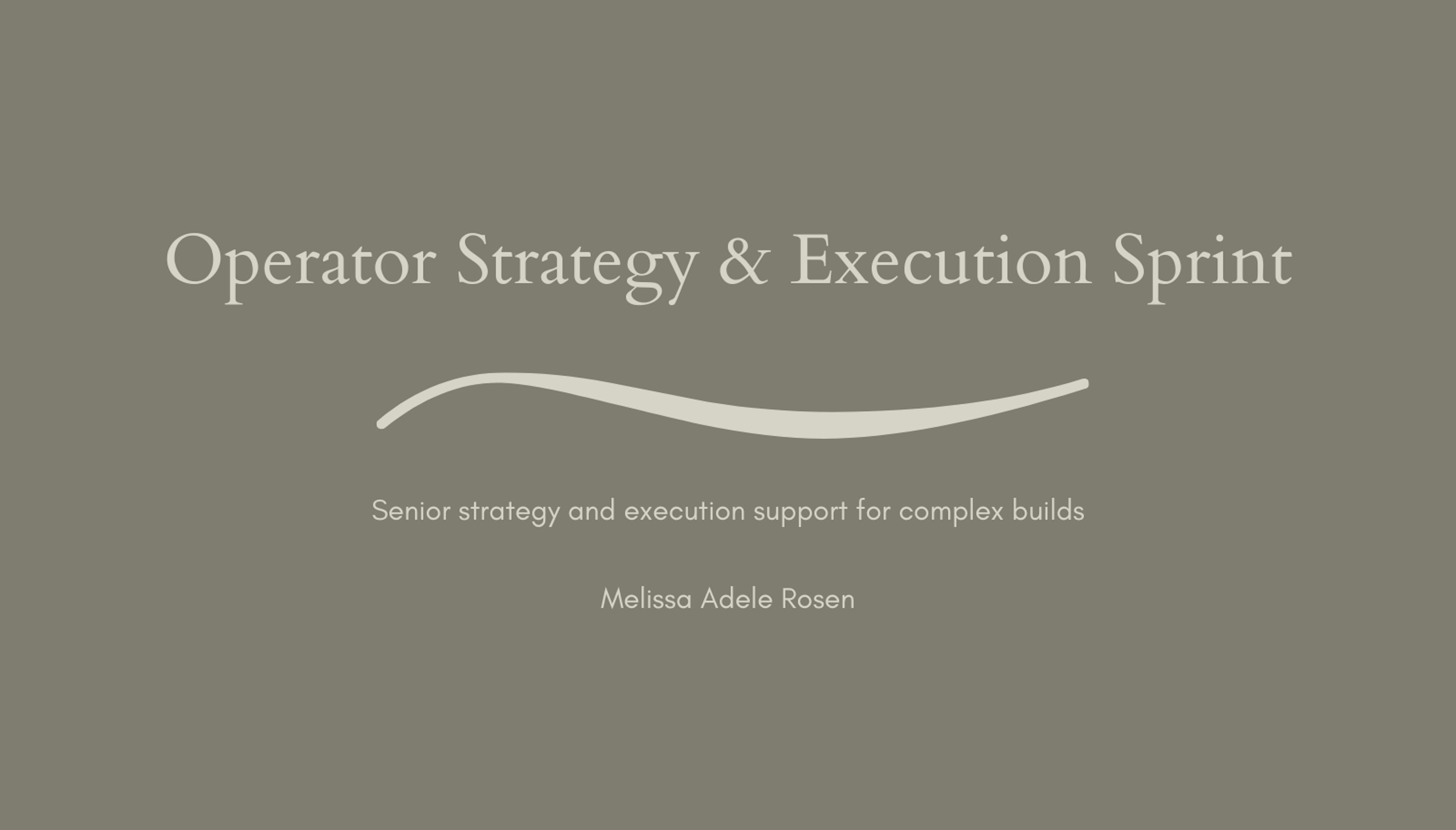 Operator Strategy & Execution Sprint
