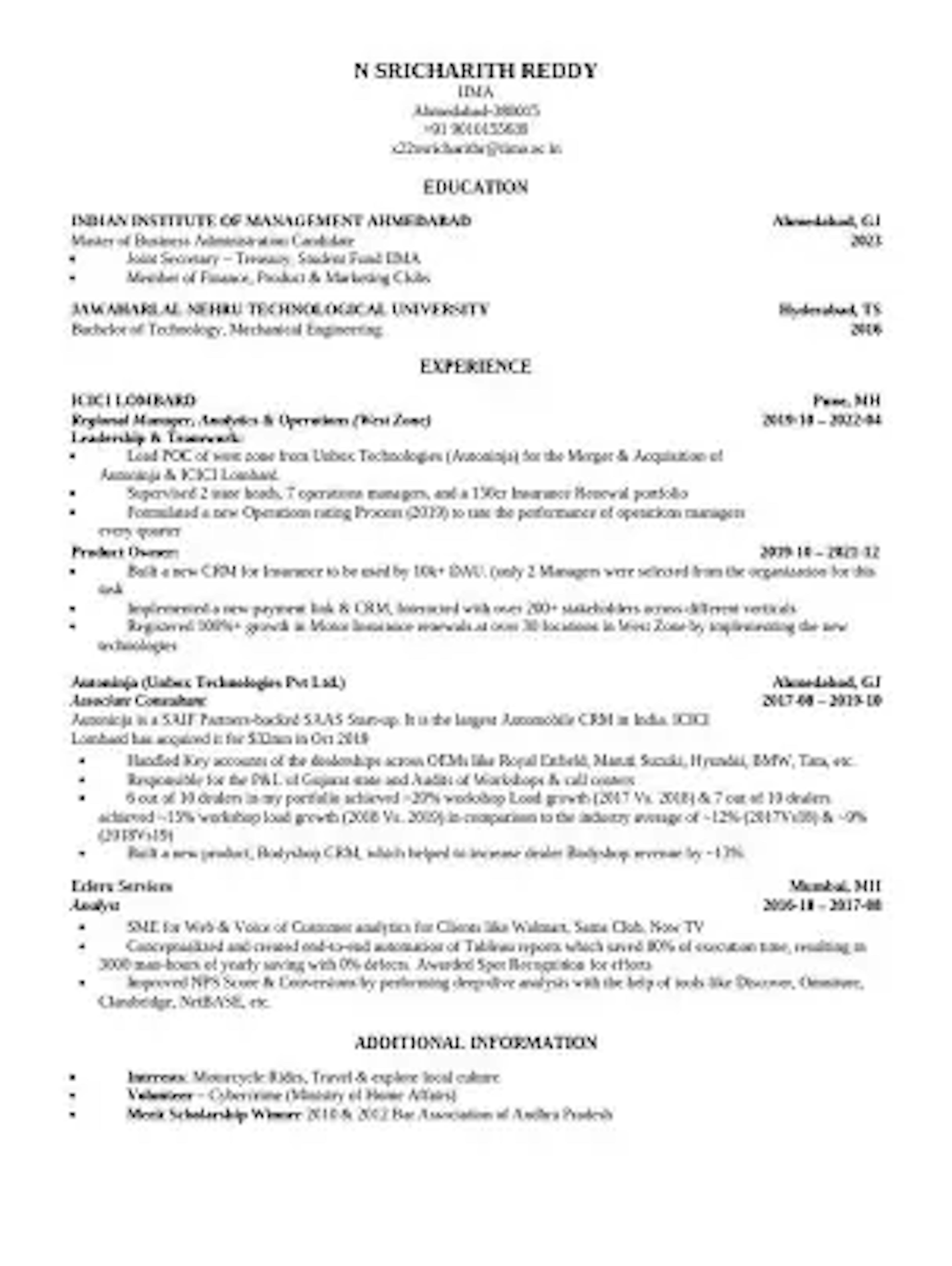 Resume Feedback