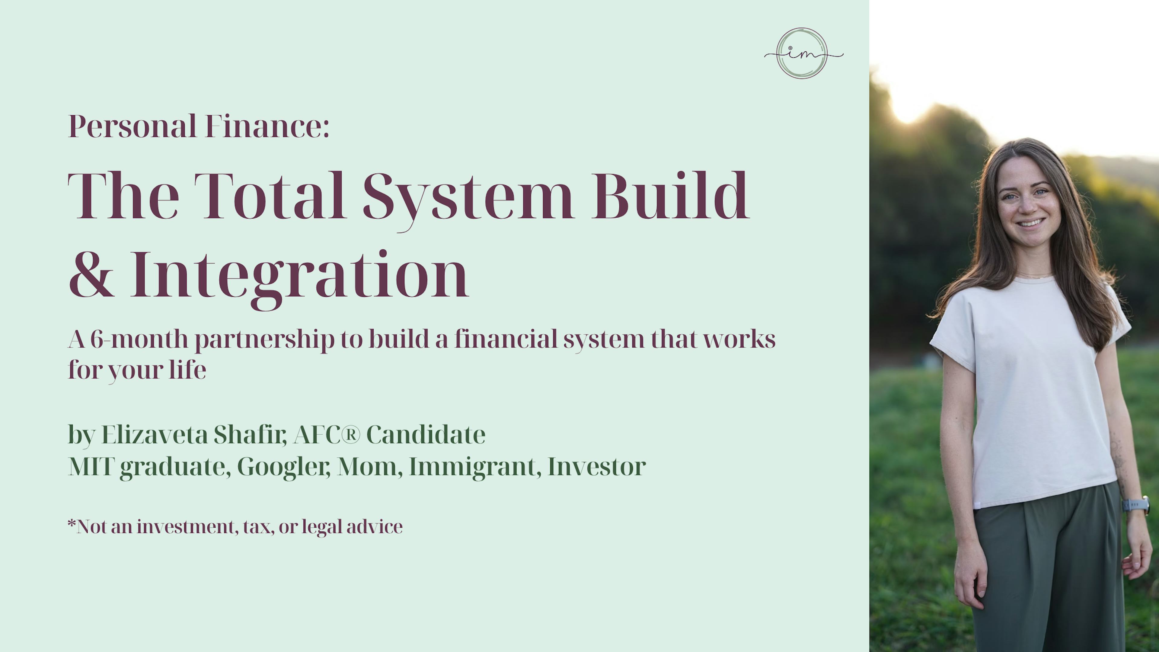 Personal Finance: The Total System Build & Integration