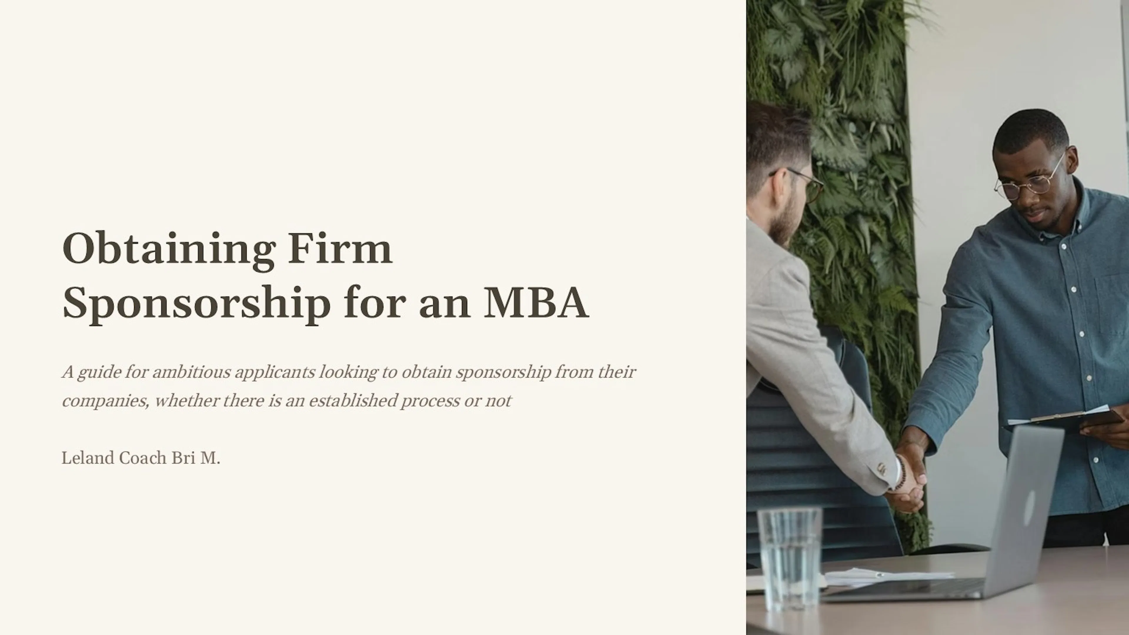 Getting a Consulting MBA Sponsorship