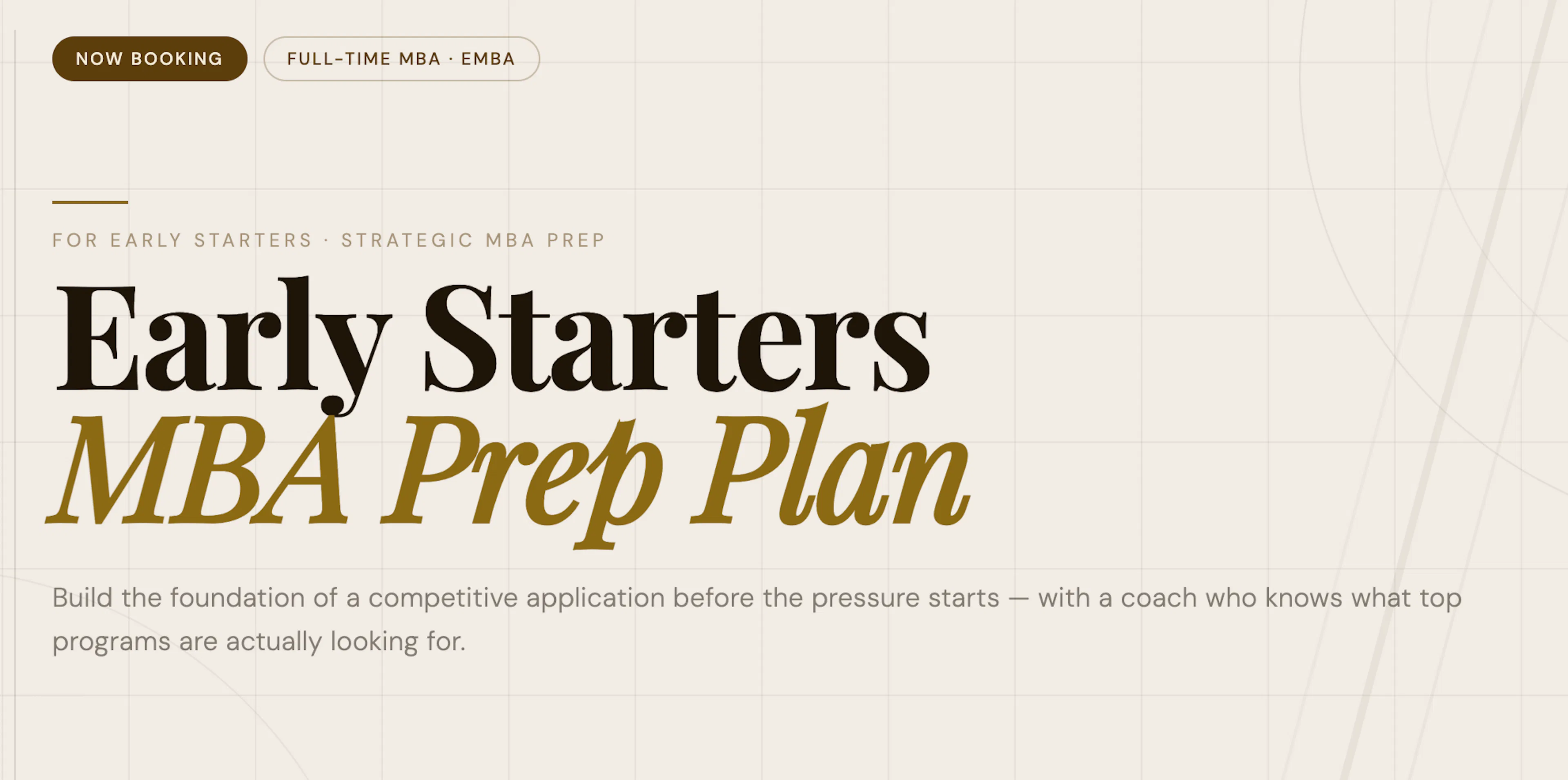 Early Starters MBA Prep Plan