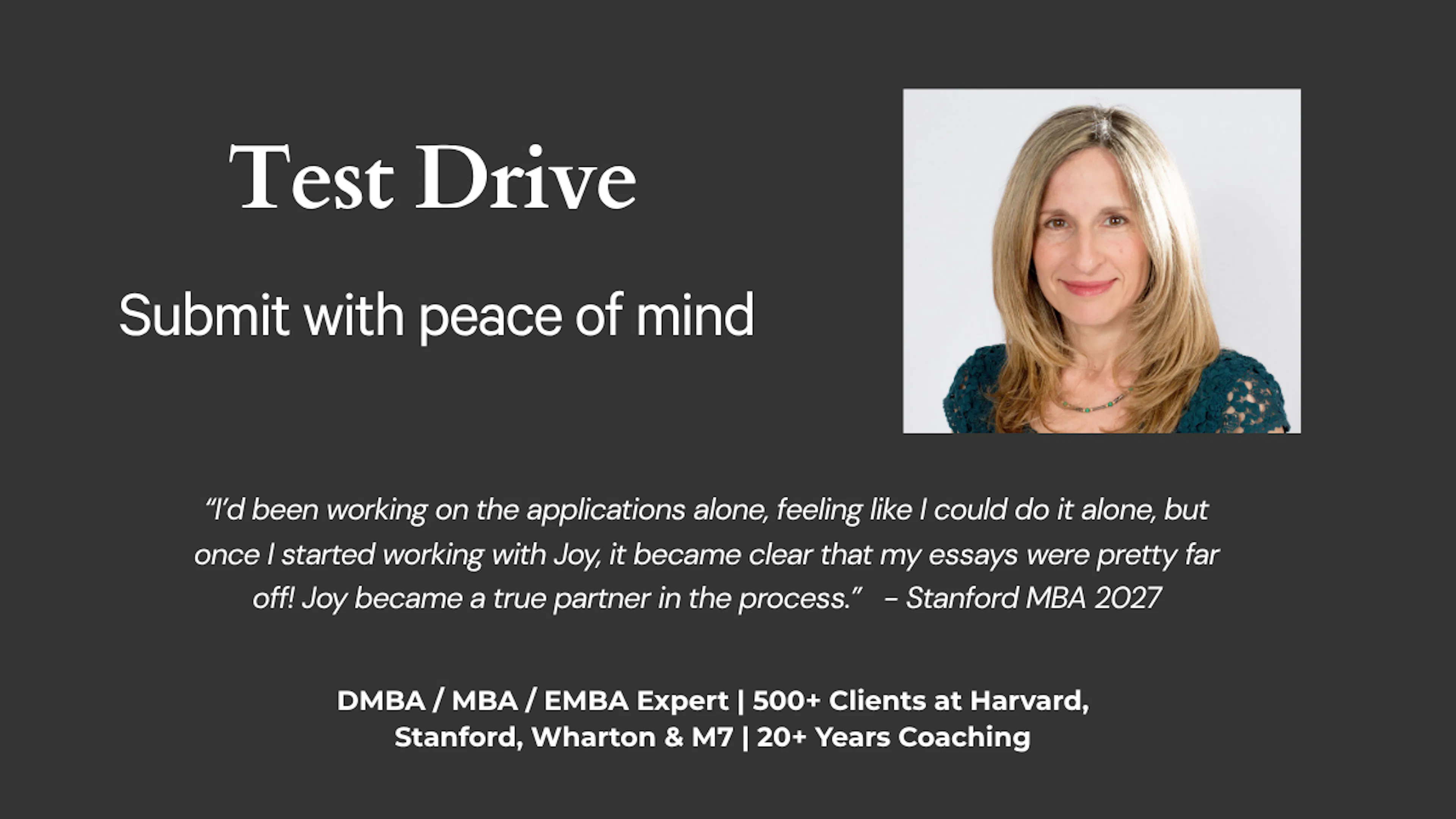 Test Drive - Submit with Peace of Mind